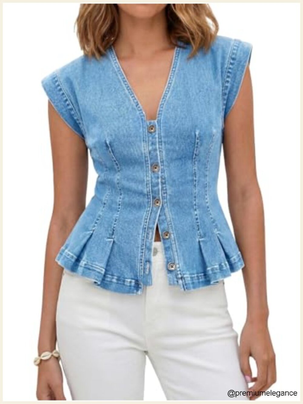 Y2K Fitted Denim Vest Pleated Jean Top Summer Casual